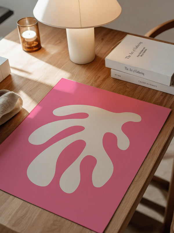 Abstrakte Form rosa und weiß