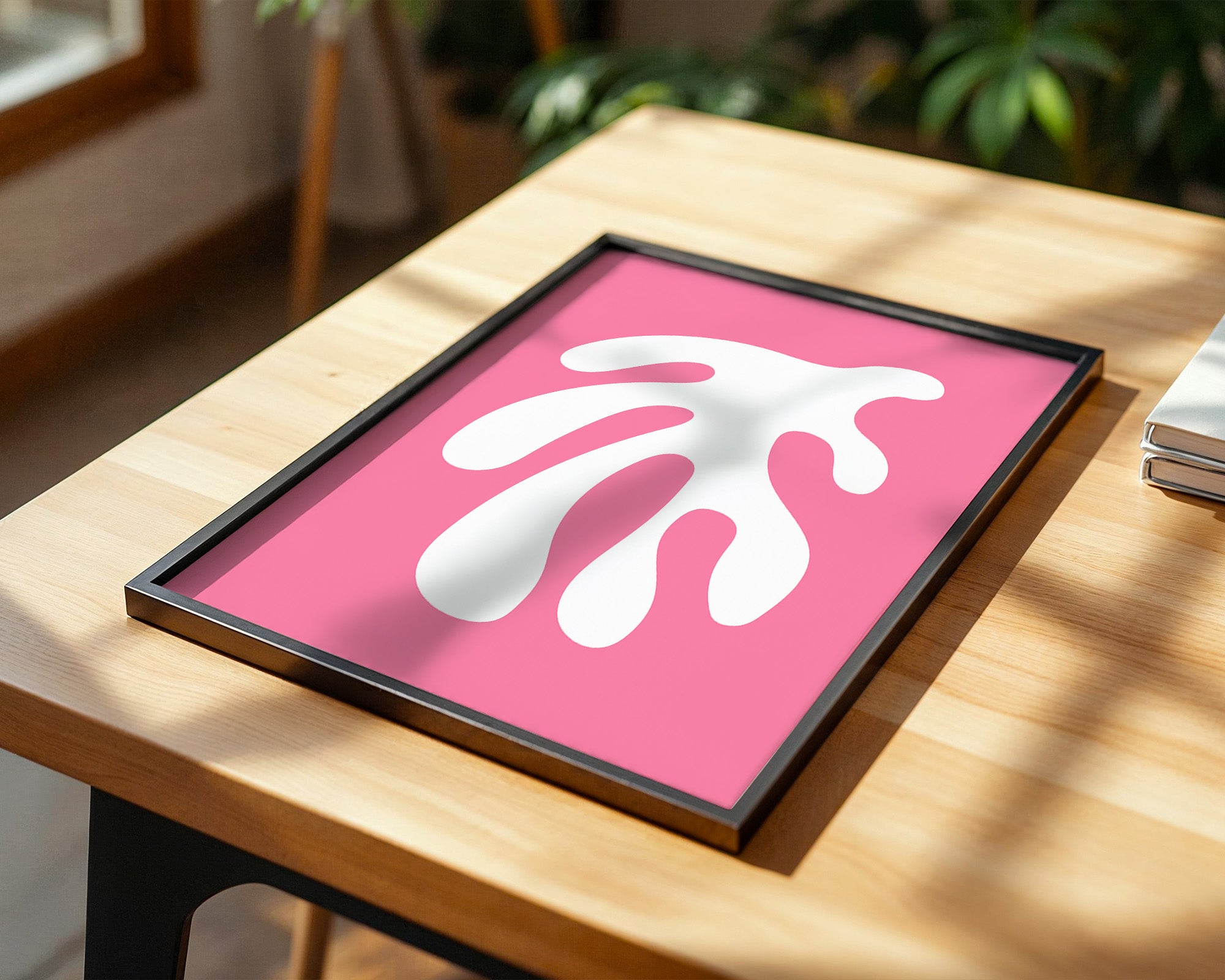 Abstrakte Form rosa und weiß