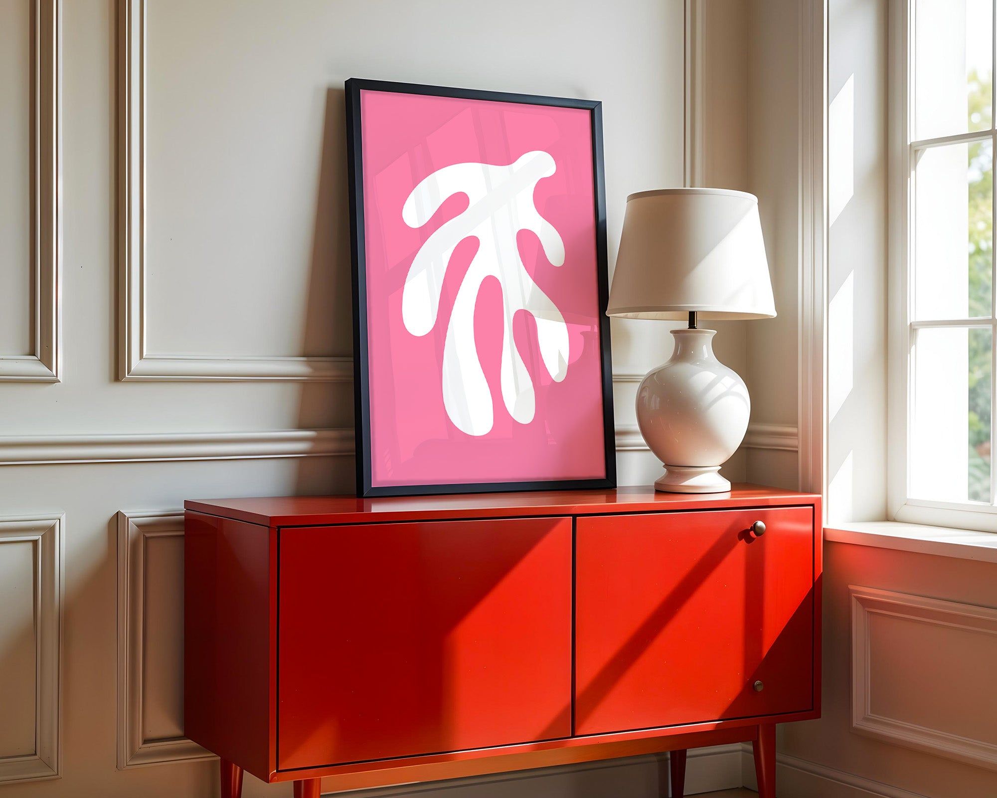 Abstrakte Form rosa und weiß