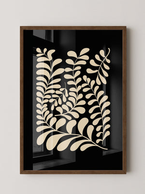 Blätter Grafik beige schwarz