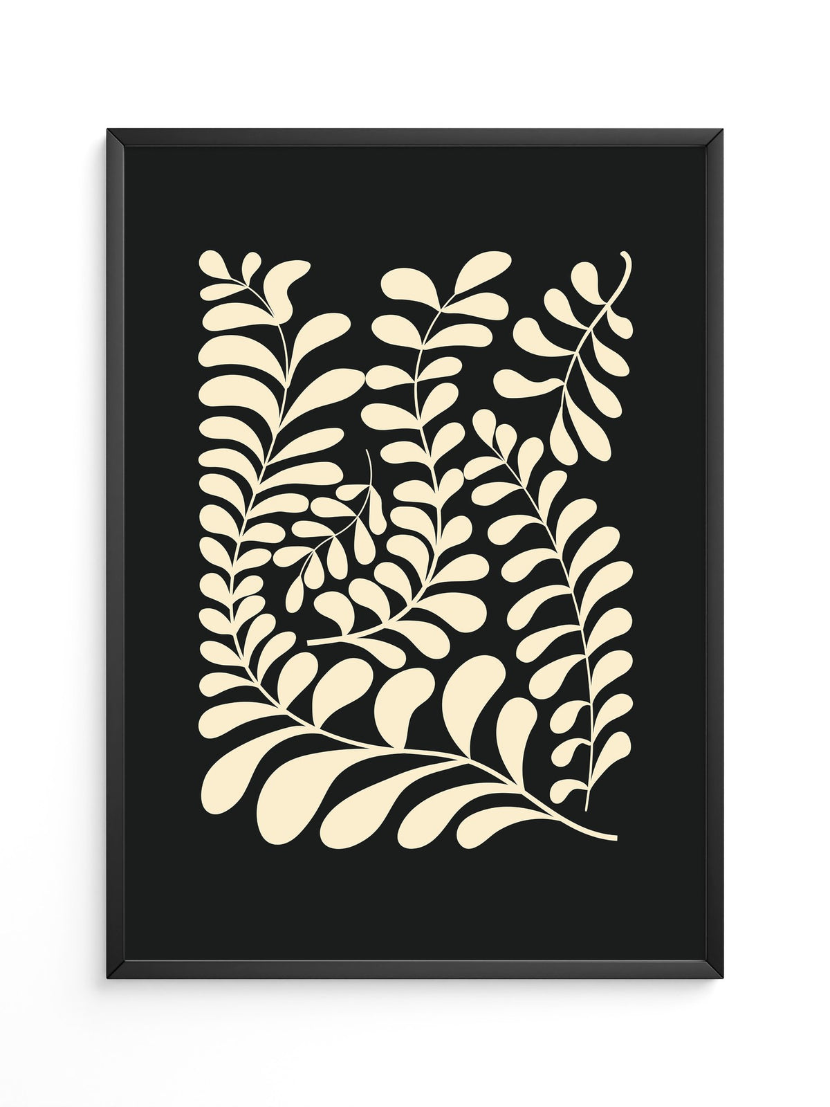 Blätter Grafik beige schwarz