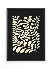 Blätter Grafik beige schwarz
