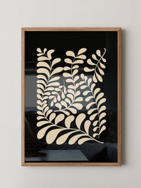 Blätter Grafik beige schwarz