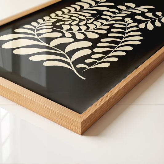 Blätter Grafik beige schwarz