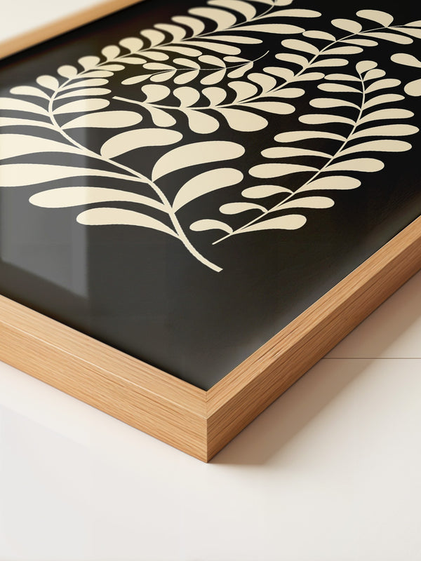 Blätter Grafik beige schwarz
