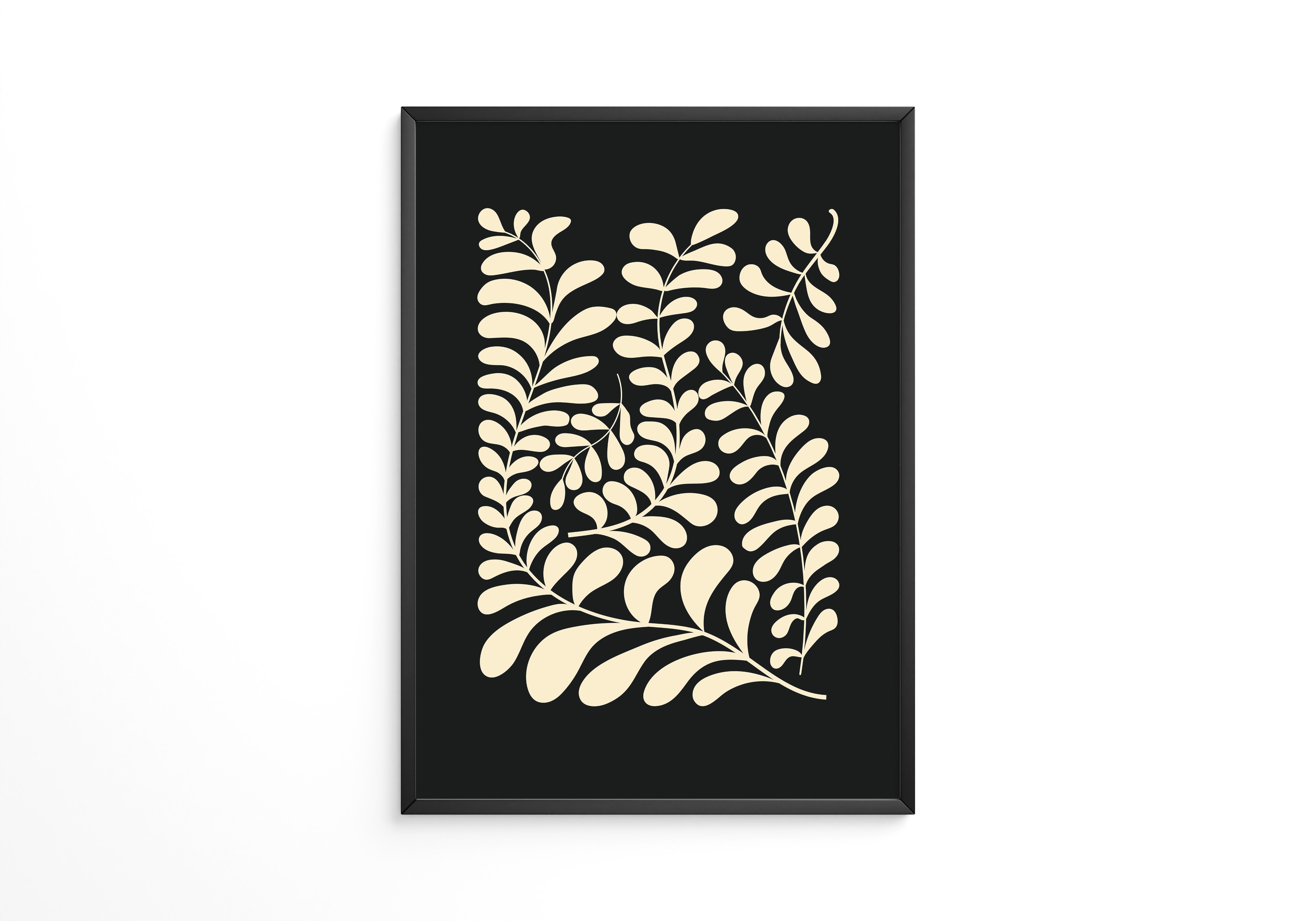 Blätter Grafik beige schwarz