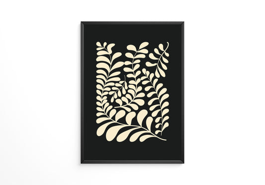 Blätter Grafik beige schwarz