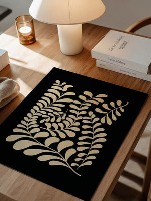 Blätter Grafik beige schwarz