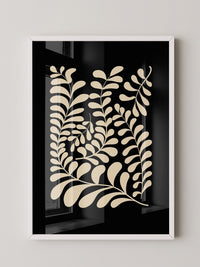 Blätter Grafik beige schwarz