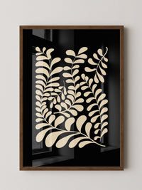 Blätter Grafik beige schwarz