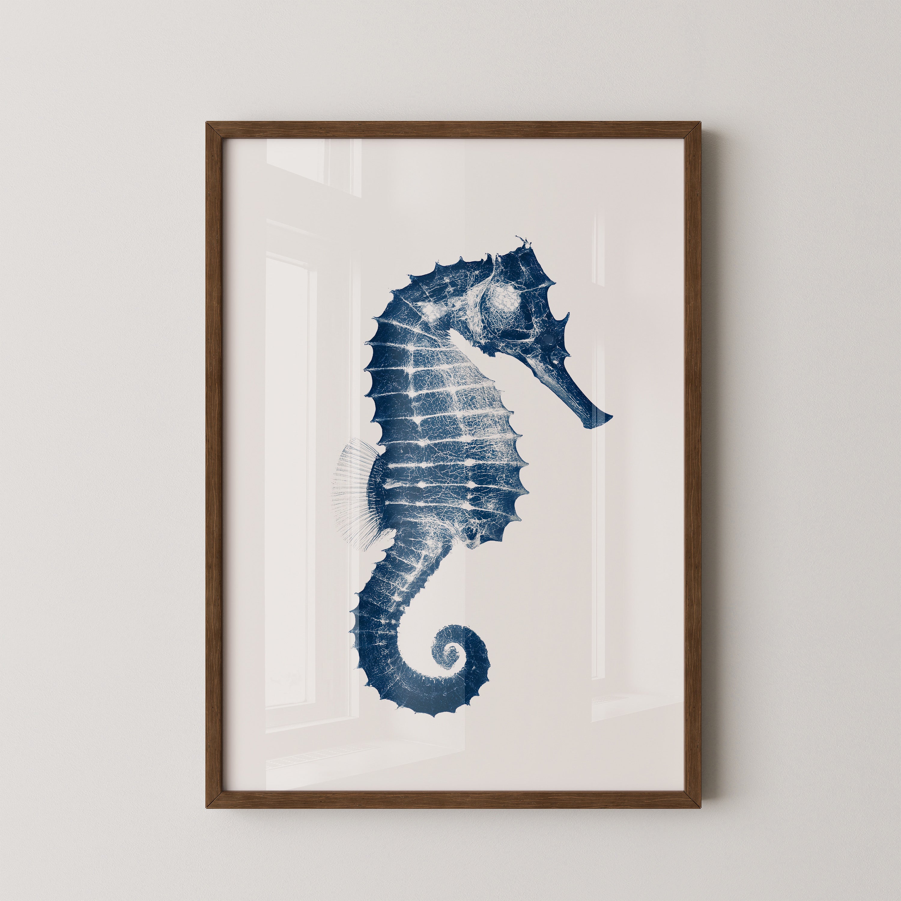 Seepferdchen Blau Monochrom