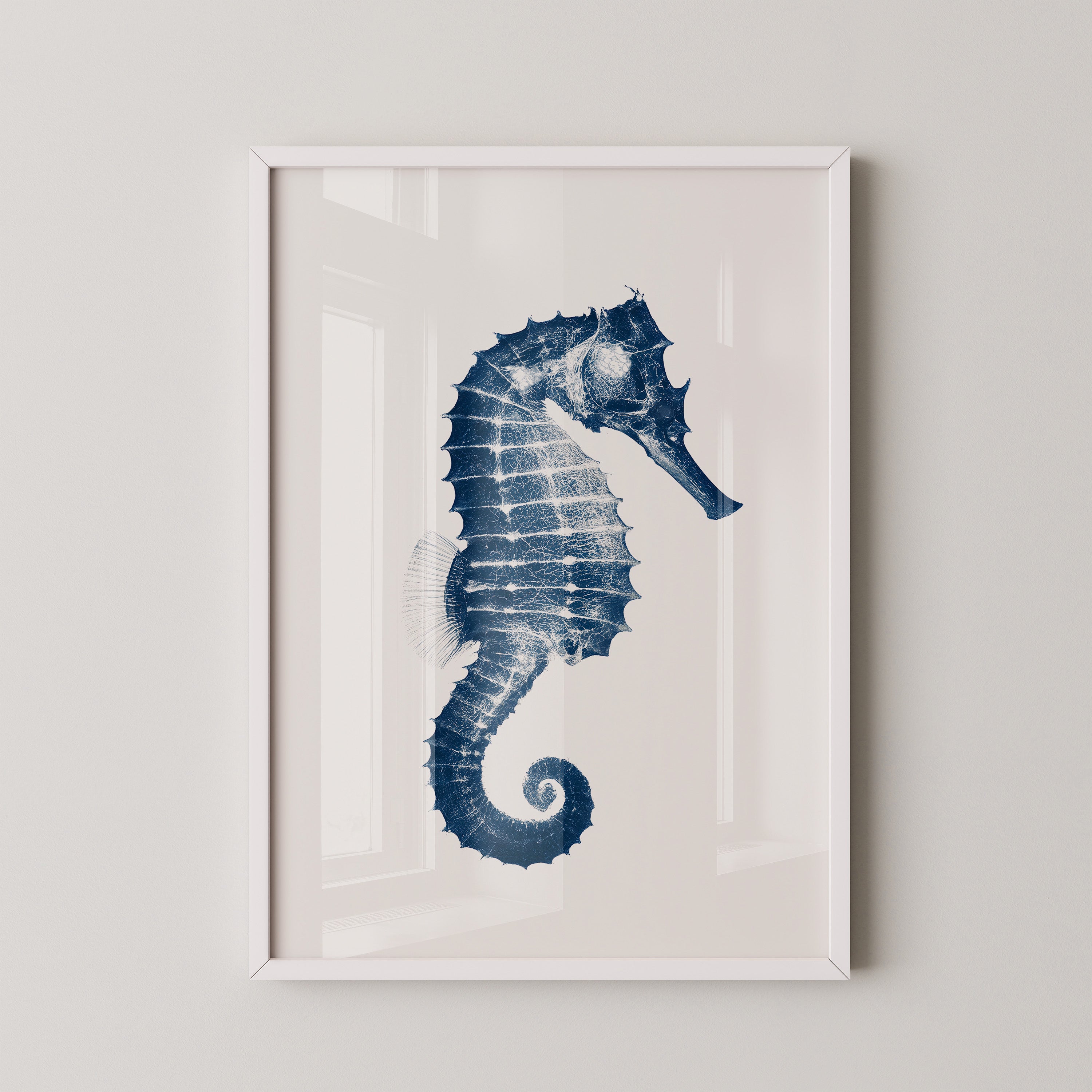 Seepferdchen Blau Monochrom