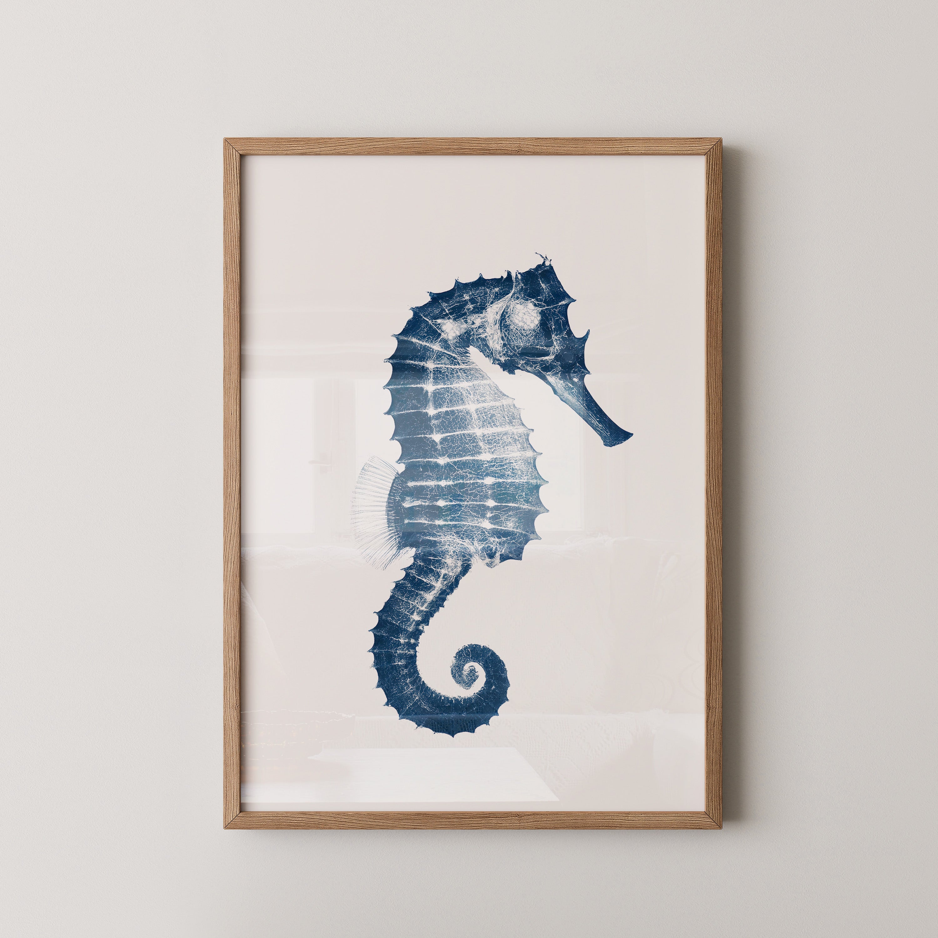 Seepferdchen Blau Monochrom