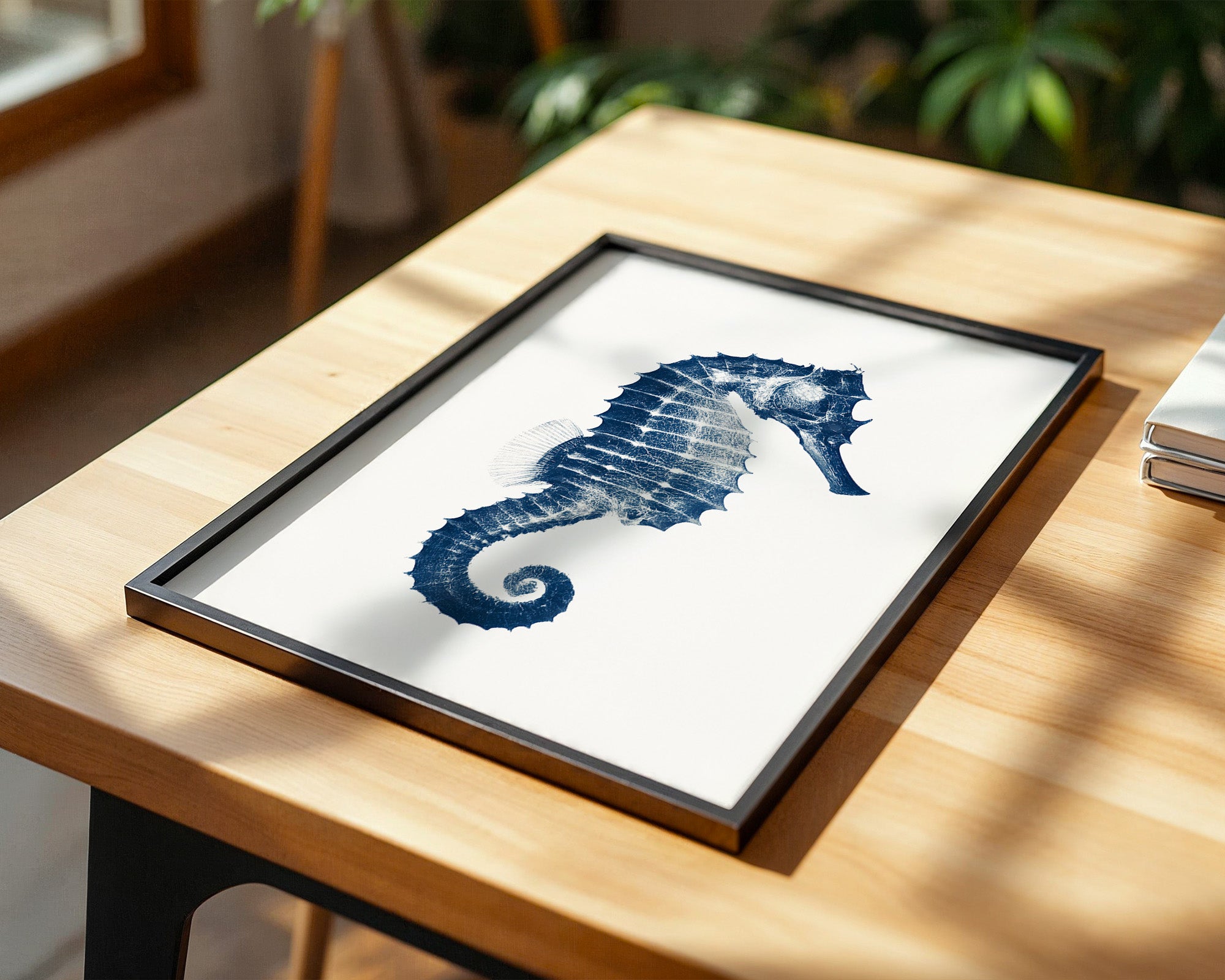 Seepferdchen Blau Monochrom