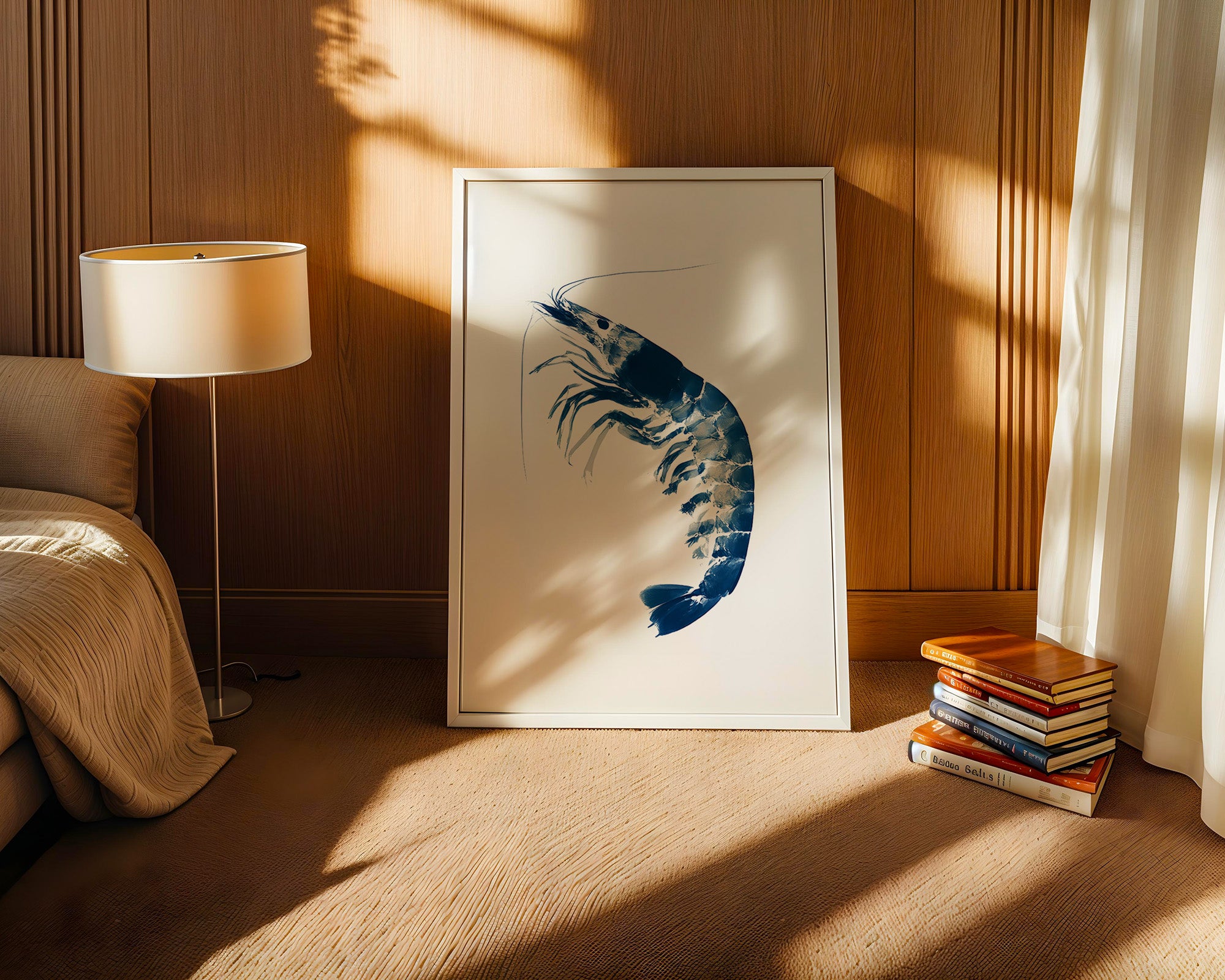 Blaue Garnele minimalistisch