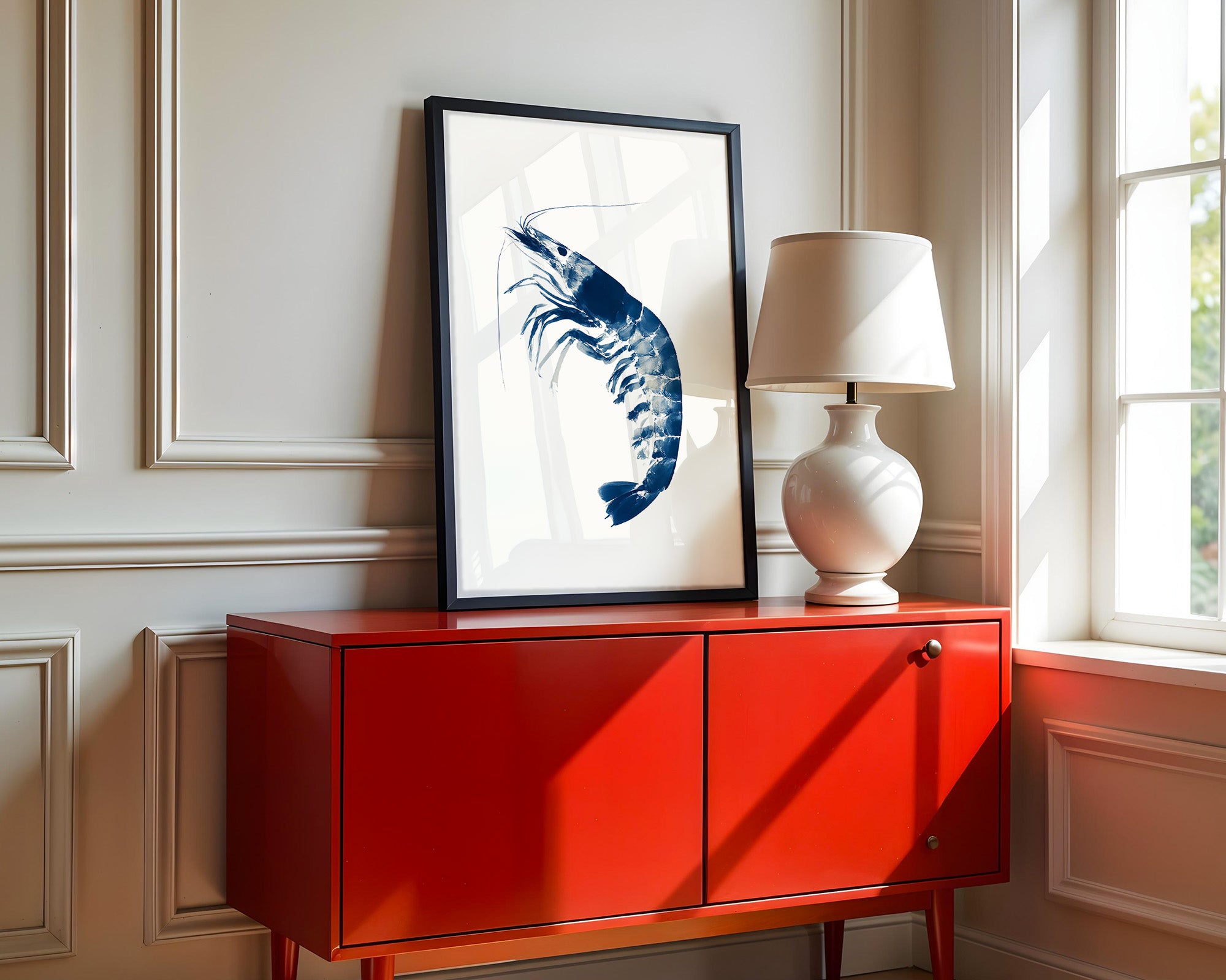 Blaue Garnele minimalistisch