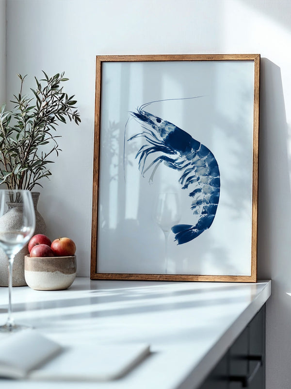 Blaue Garnele minimalistisch