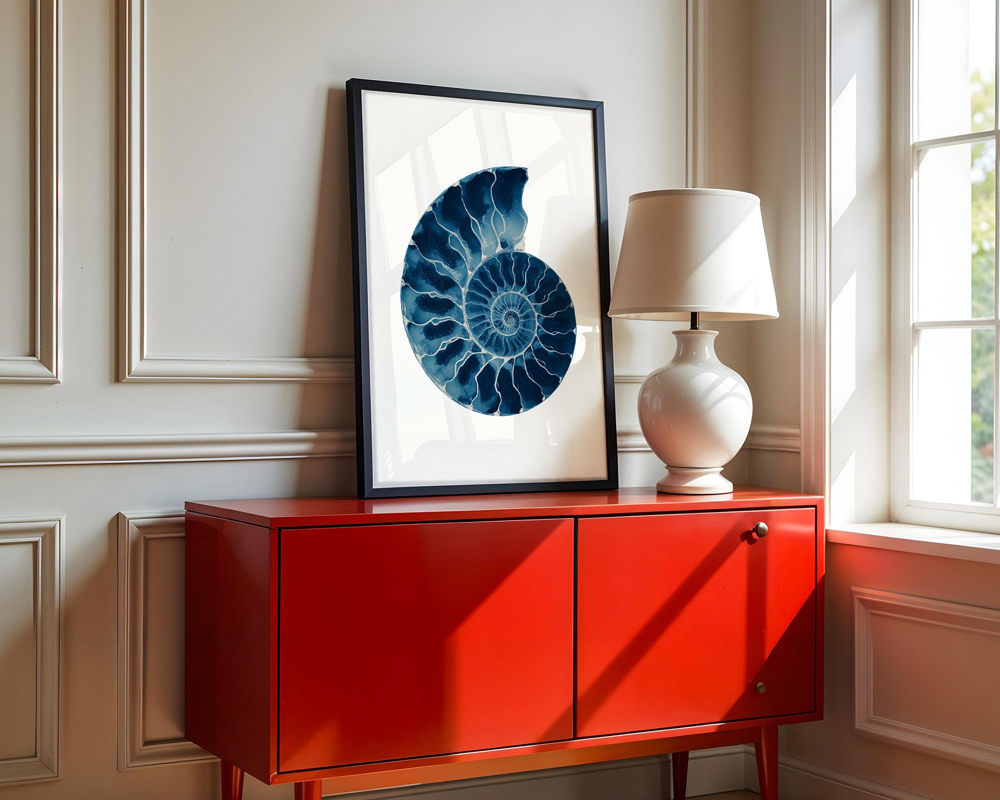 Ammonit Blau Aquarell