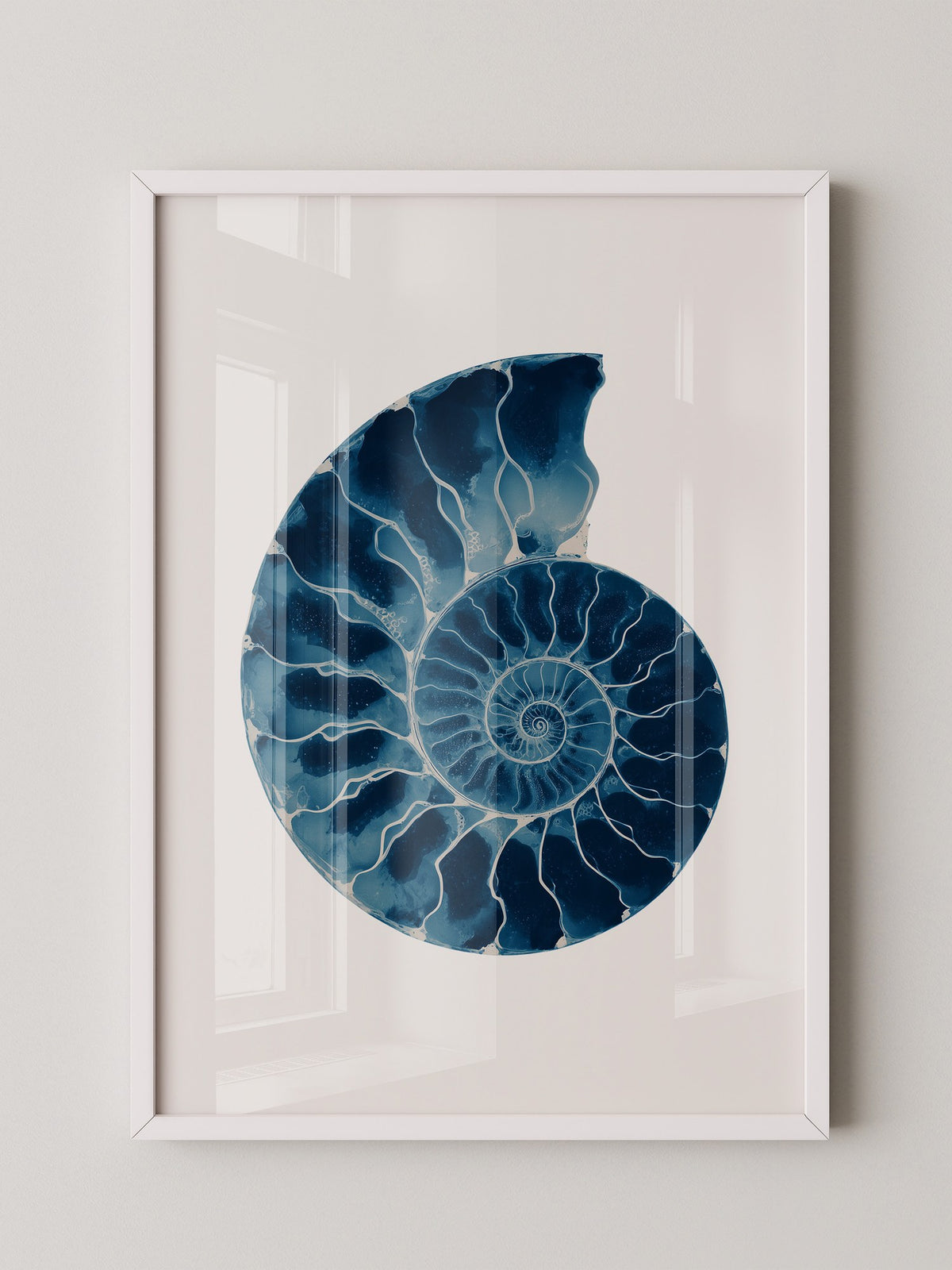 Ammonit Blau Aquarell