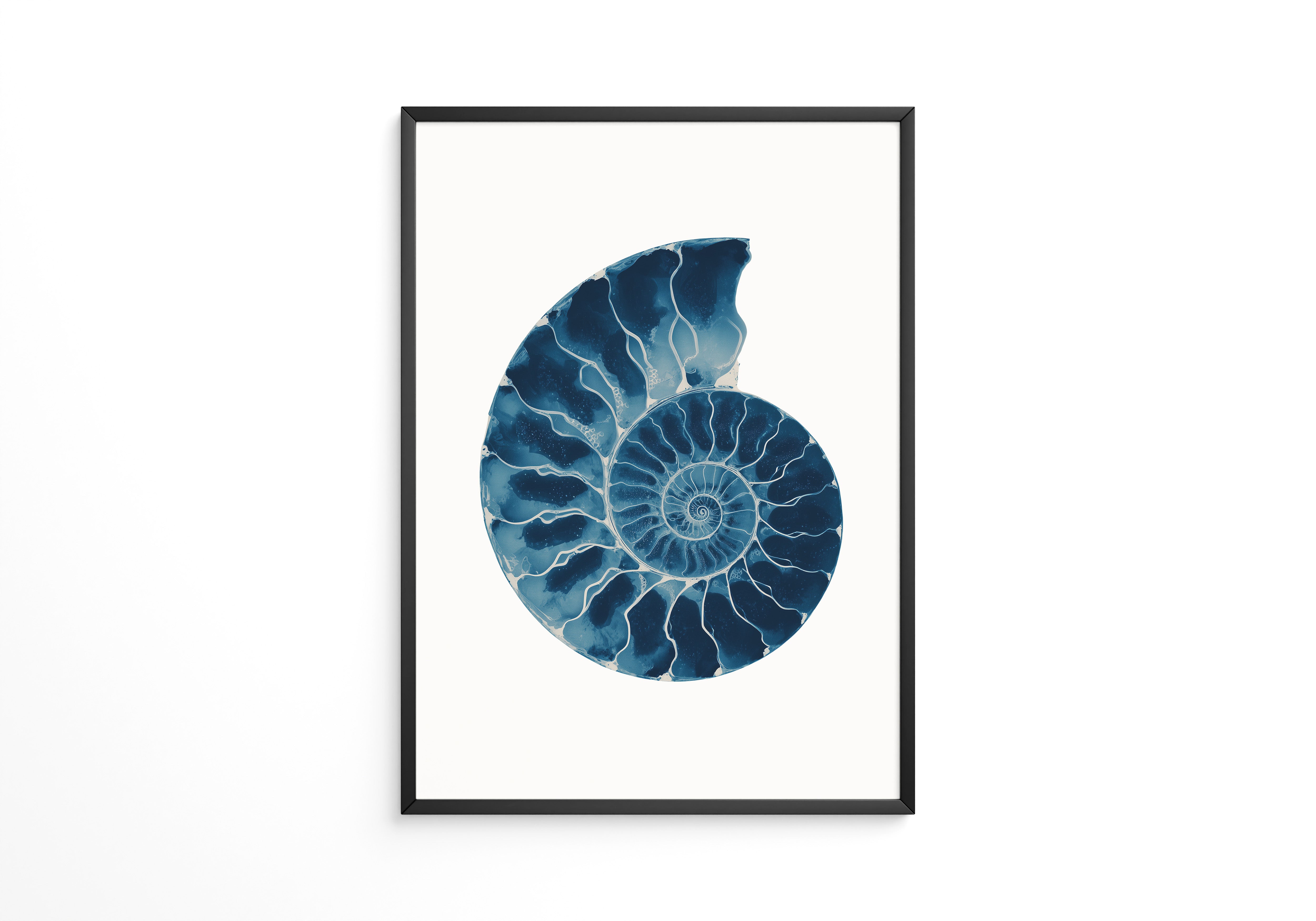 Ammonit Blau Aquarell