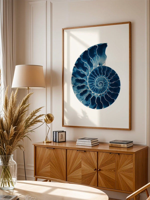 Ammonit Blau Aquarell