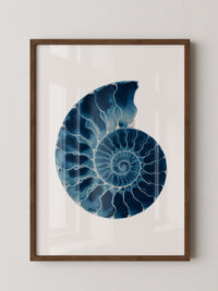 Ammonit Blau Aquarell