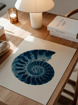 Ammonit Blau Aquarell