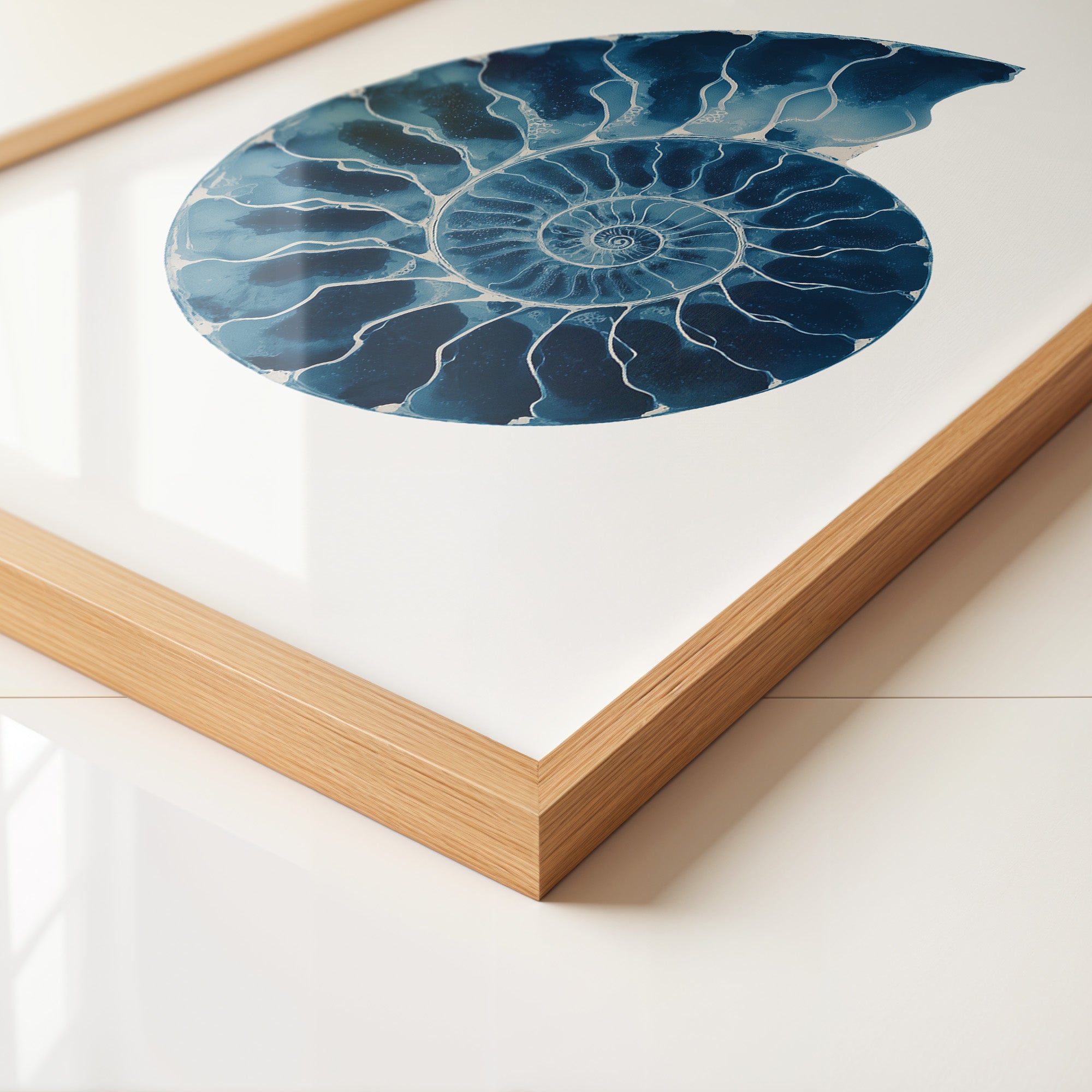 Ammonit Blau Aquarell