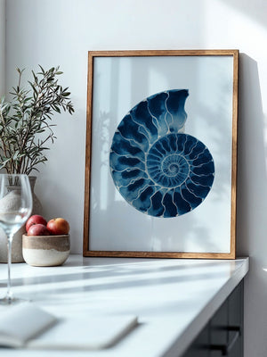 Ammonit Blau Aquarell