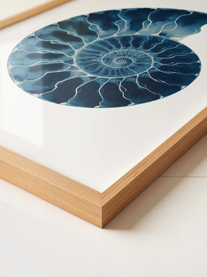 Ammonit Blau Aquarell
