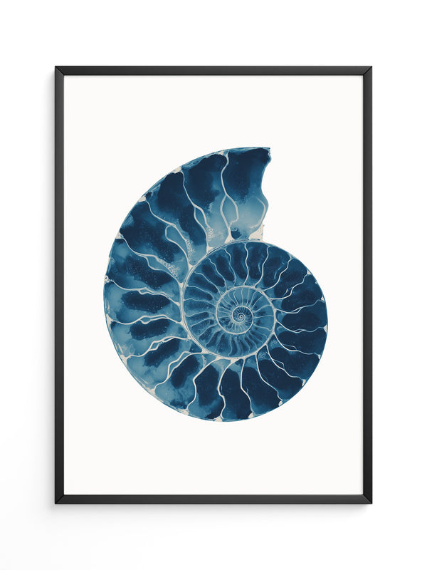 Ammonit Blau Aquarell