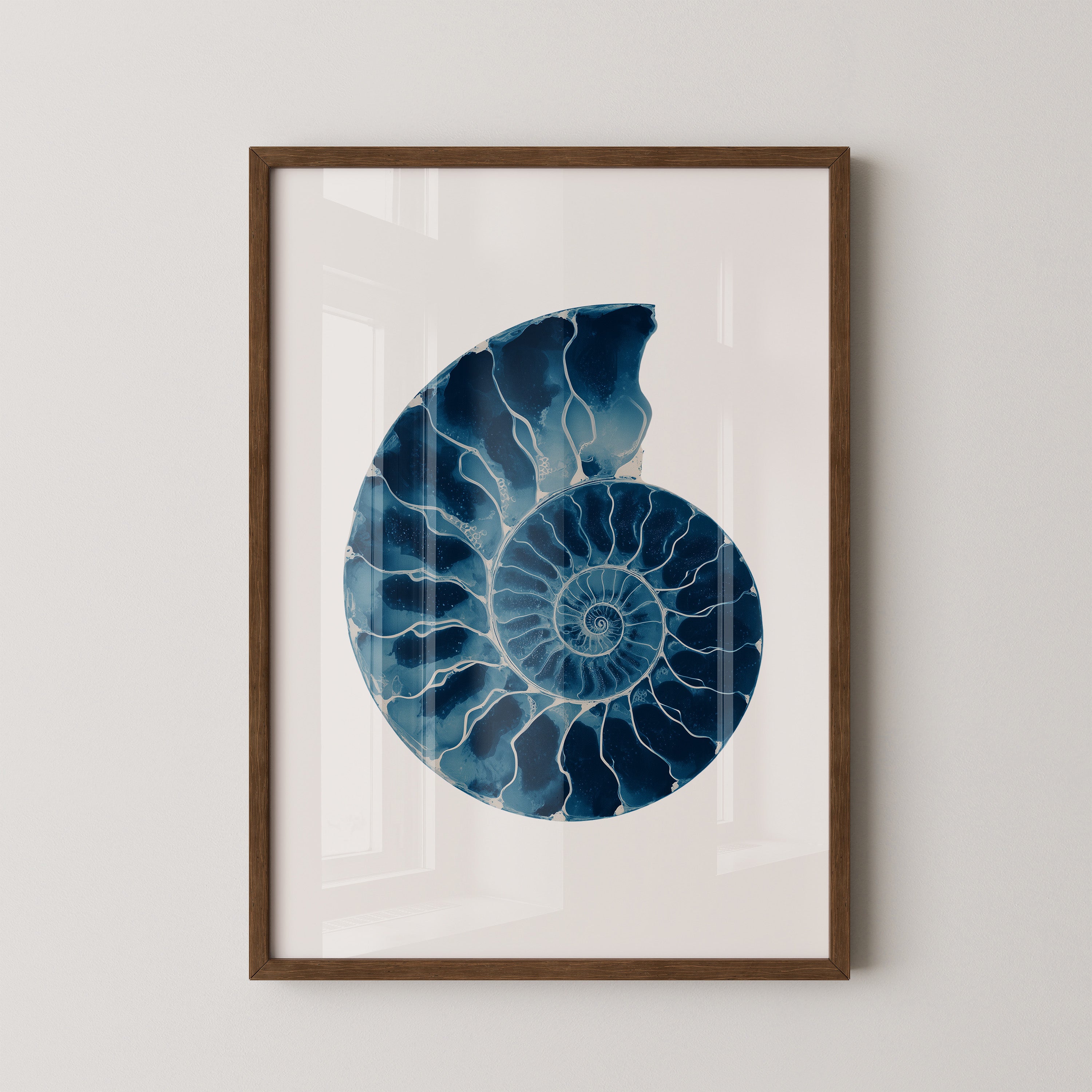 Ammonit Blau Aquarell