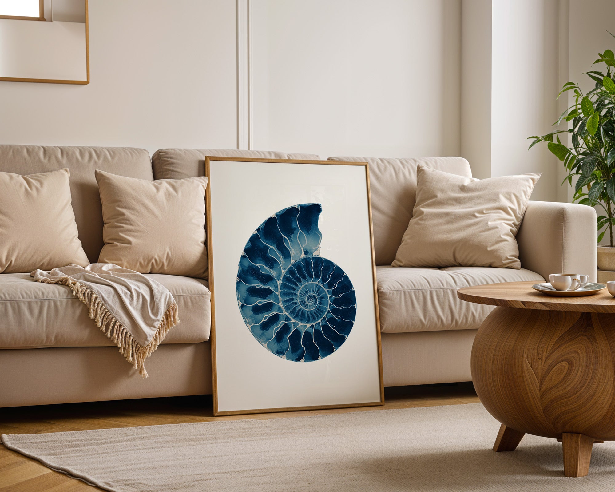 Ammonit Blau Aquarell