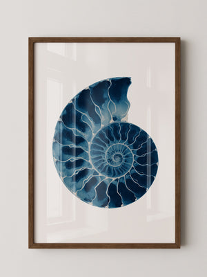 Ammonit Blau Aquarell
