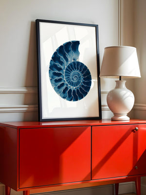 Ammonit Blau Aquarell