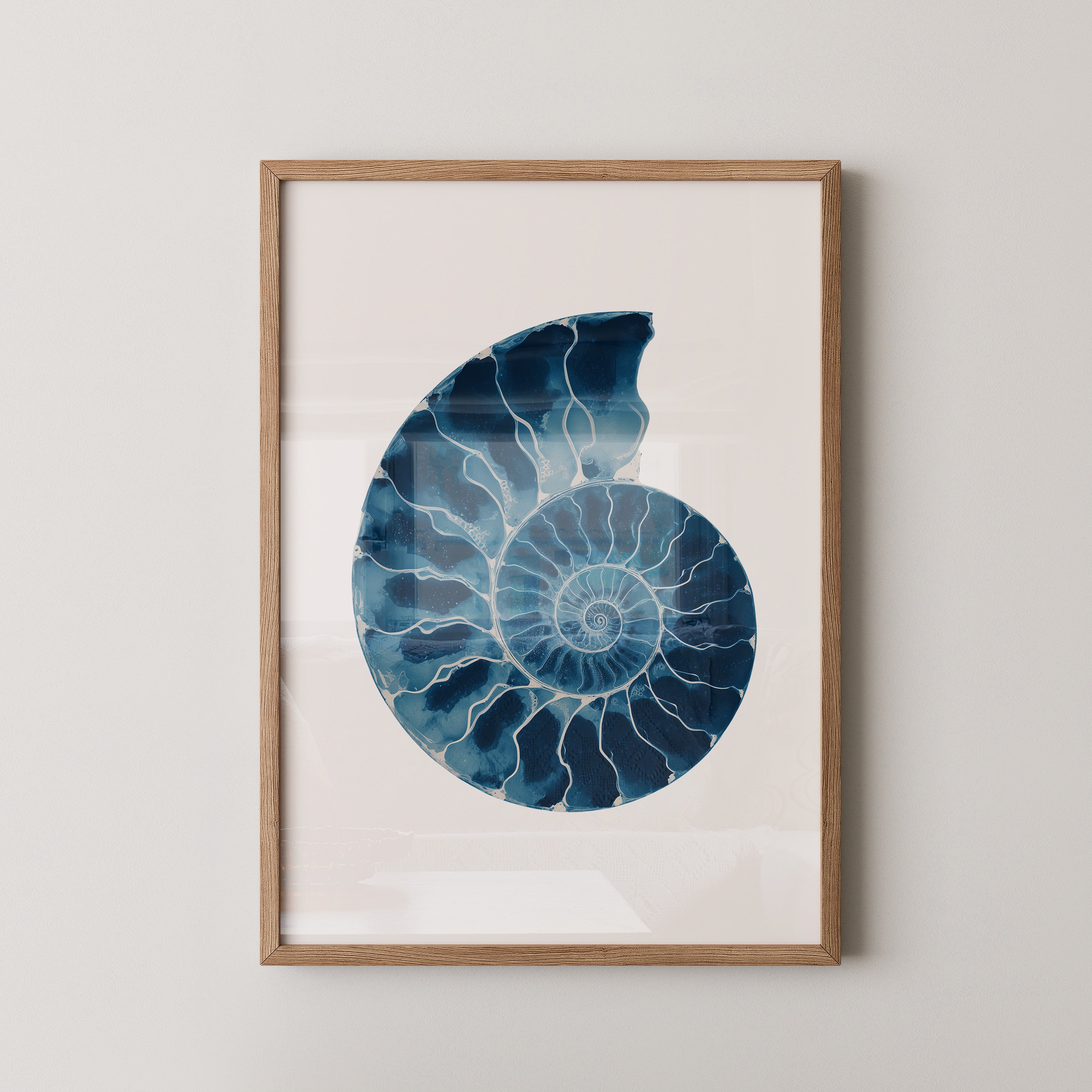 Ammonit Blau Aquarell