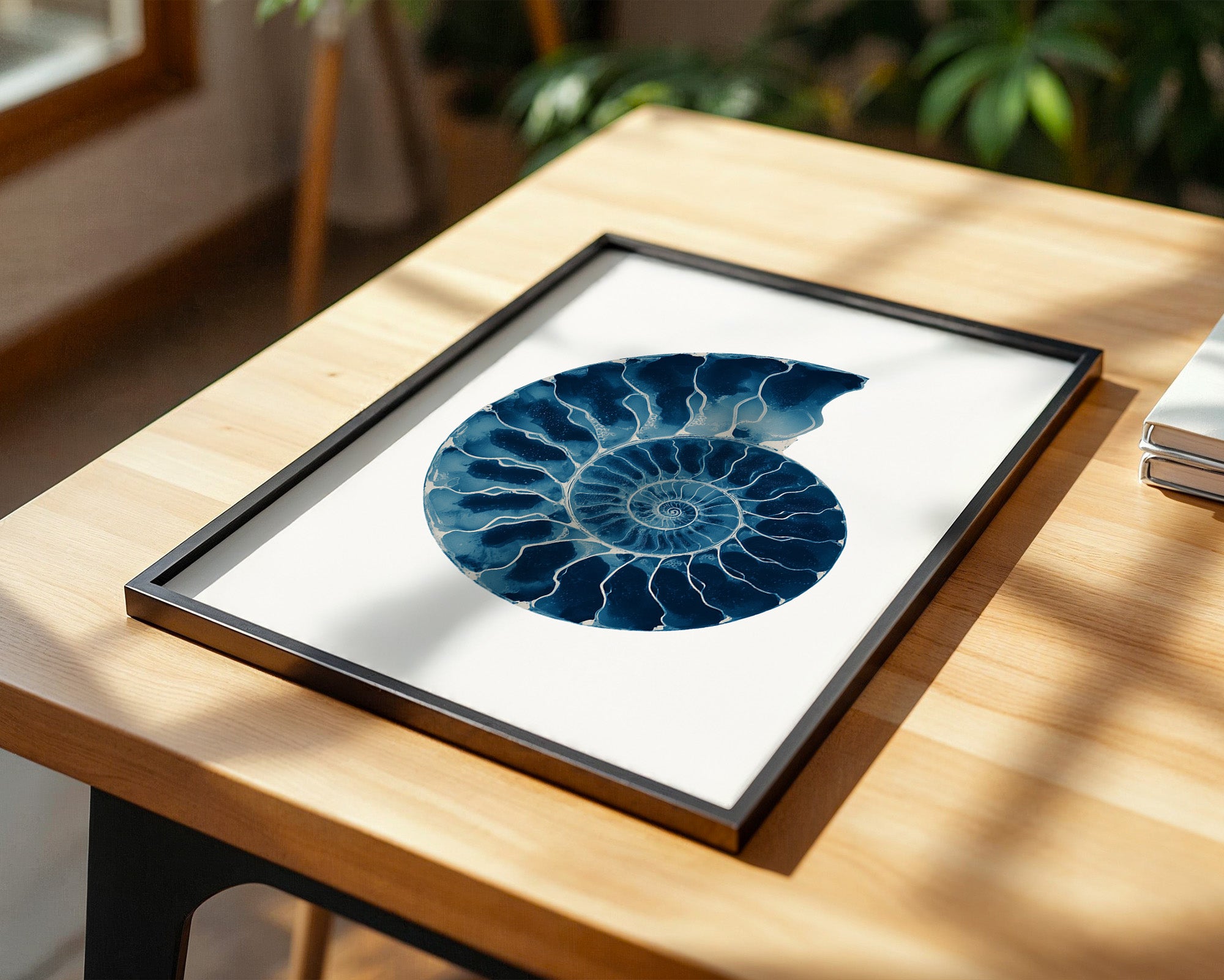 Ammonit Blau Aquarell