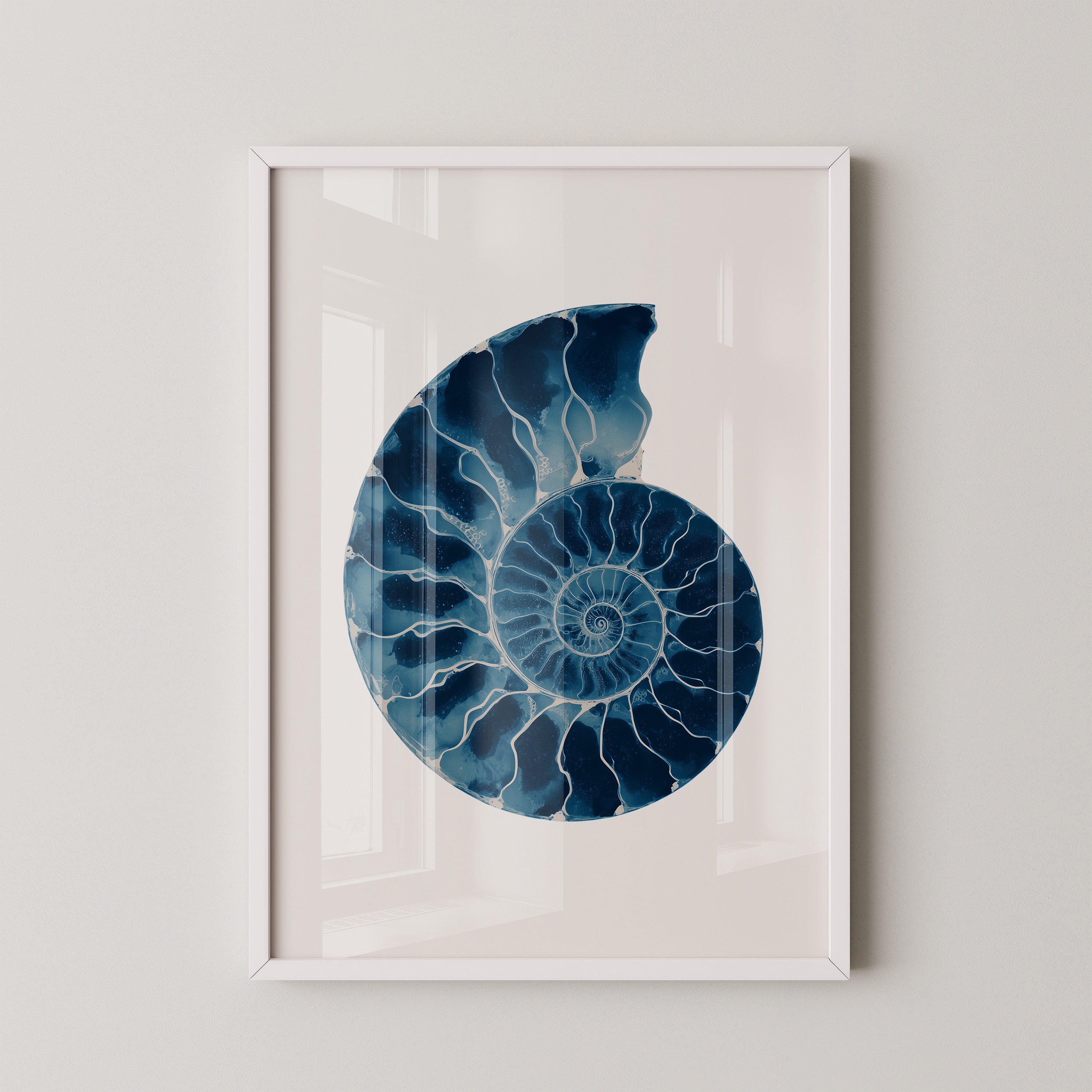 Ammonit Blau Aquarell