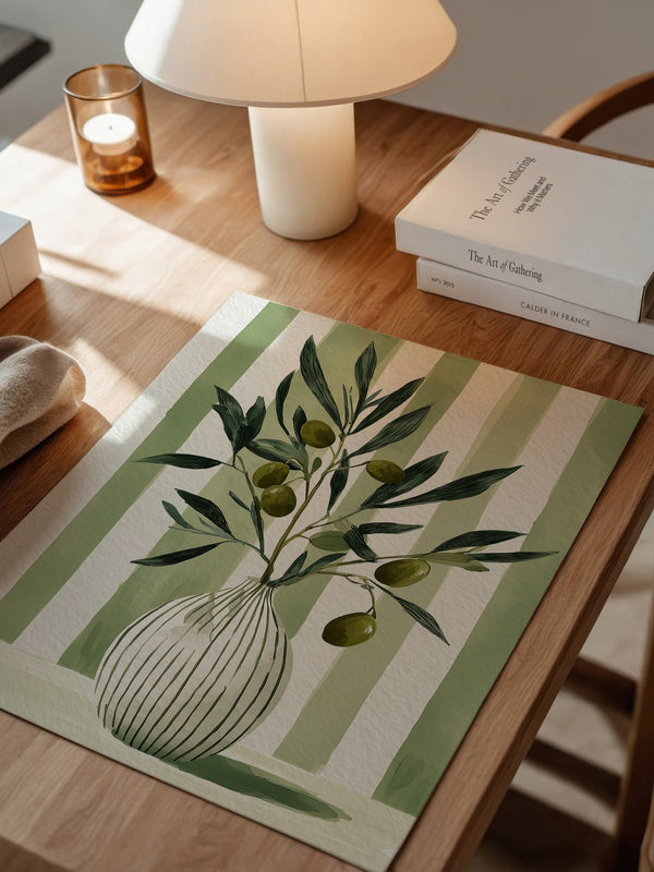 Olivenzweige Vase Streifenoptik