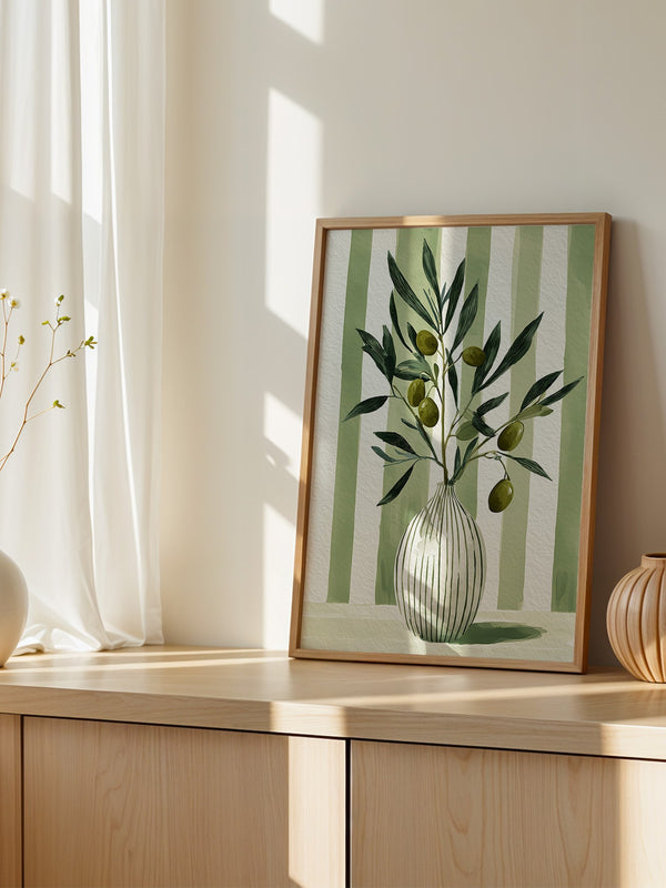 Olivenzweige Vase Streifenoptik