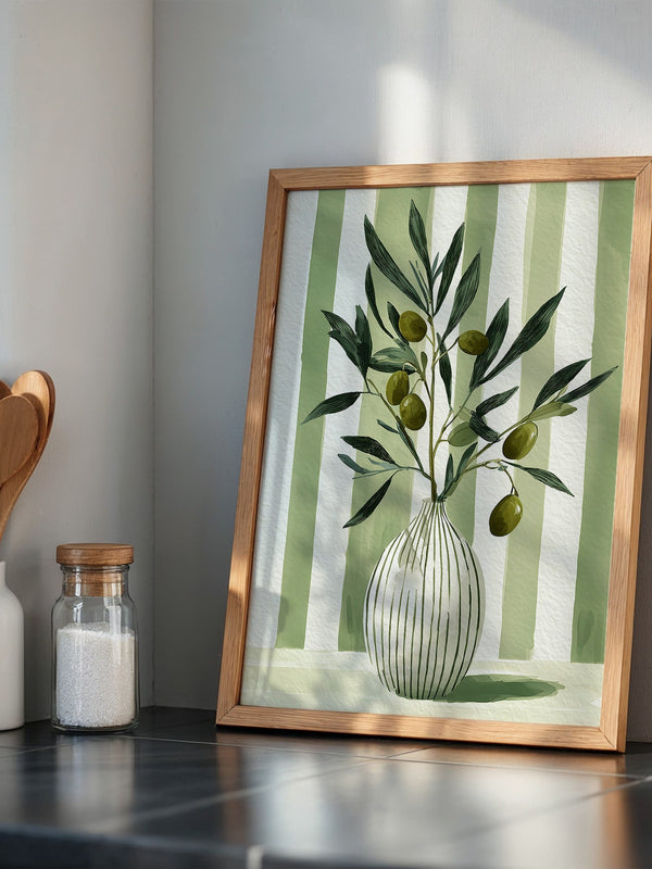 Olivenzweige Vase Streifenoptik