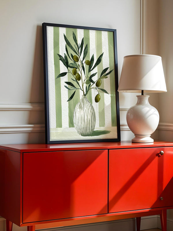 Olivenzweige Vase Streifenoptik