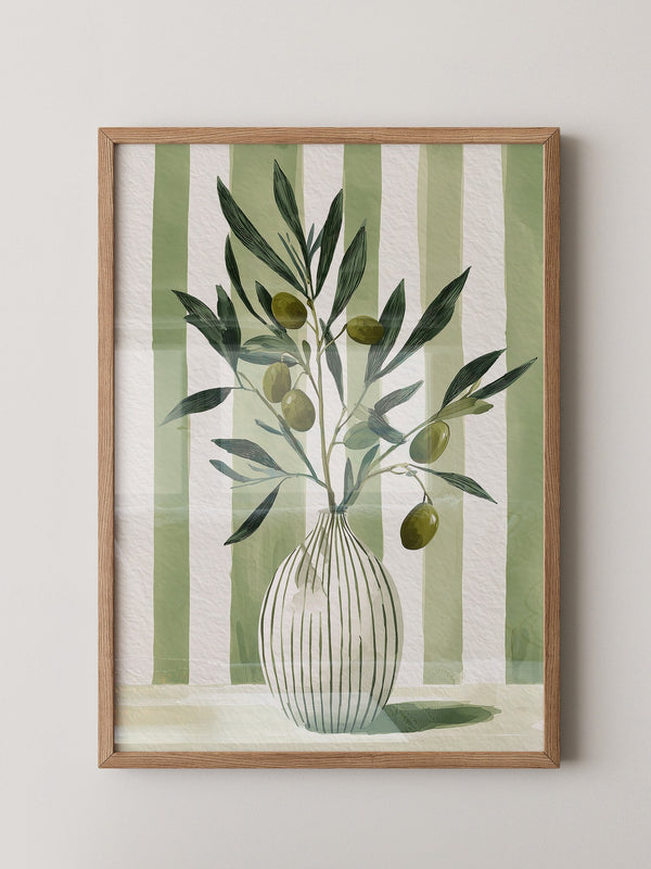 Olivenzweige Vase Streifenoptik