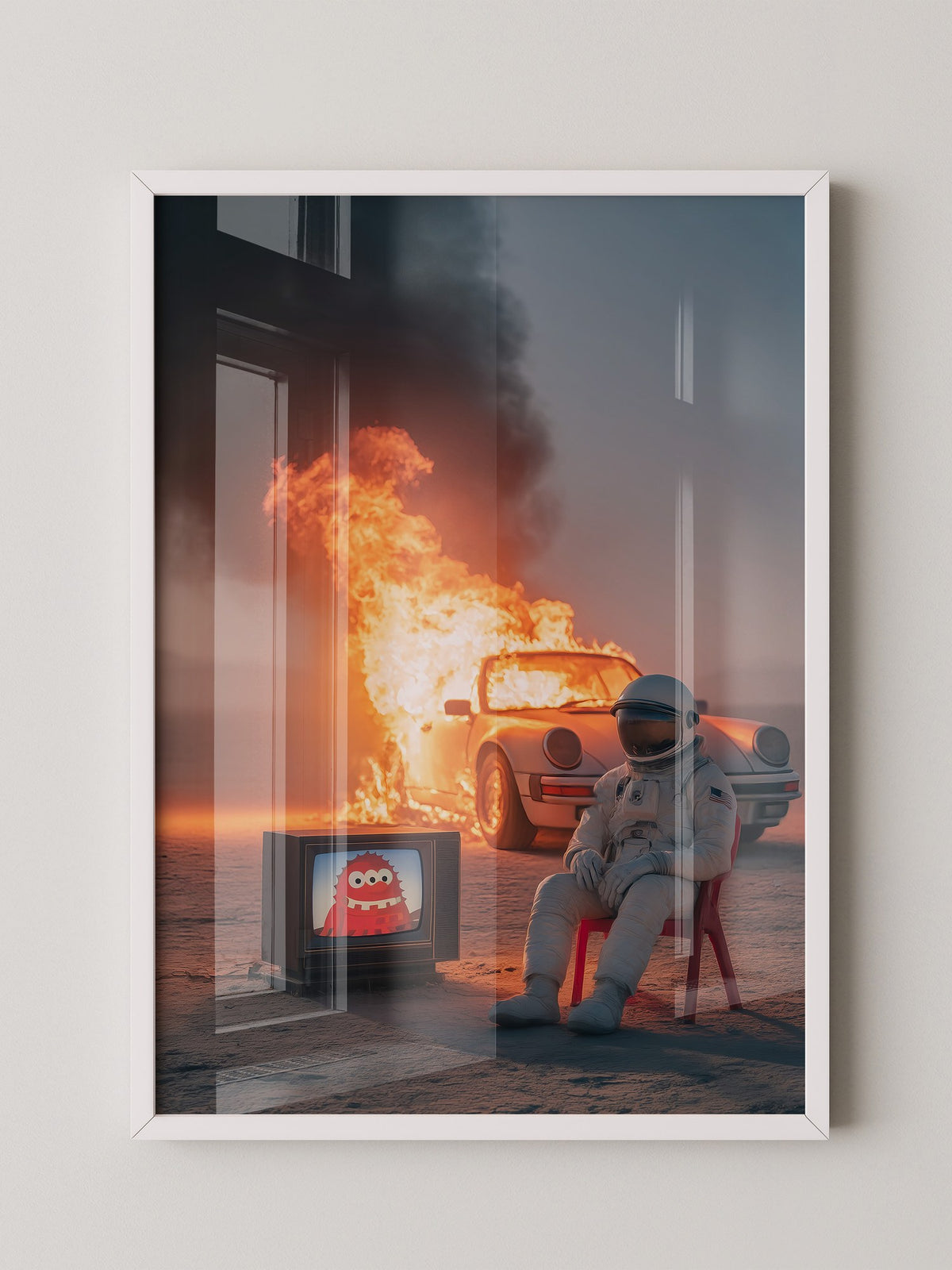 Astronaut Feuer Abenteuer Retro-TV