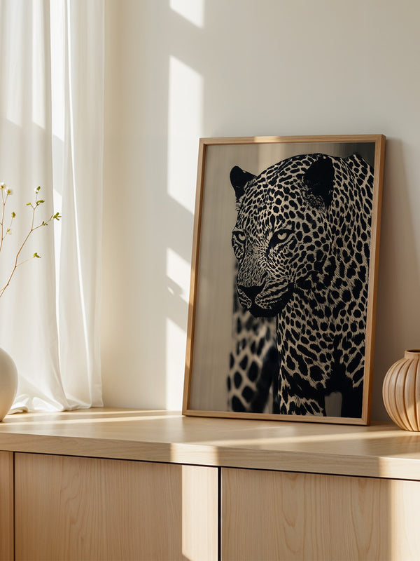 Leopard Nahaufnahme Schwarzbeige