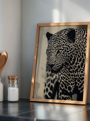 Leopard Nahaufnahme Schwarzbeige