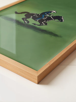 Cowboy auf Pferd grüne Szenerie
