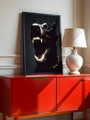 Dobermann Leuchtende Zähne