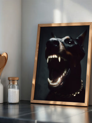 Dobermann Leuchtende Zähne