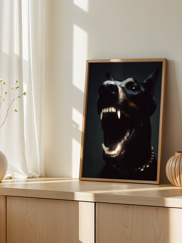 Dobermann Leuchtende Zähne